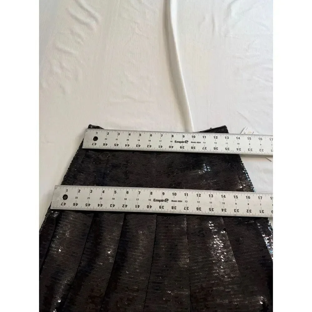 NWT Michael Kors Black Sequin Pleated A Line Cocktail Party Skirt Size 2 New